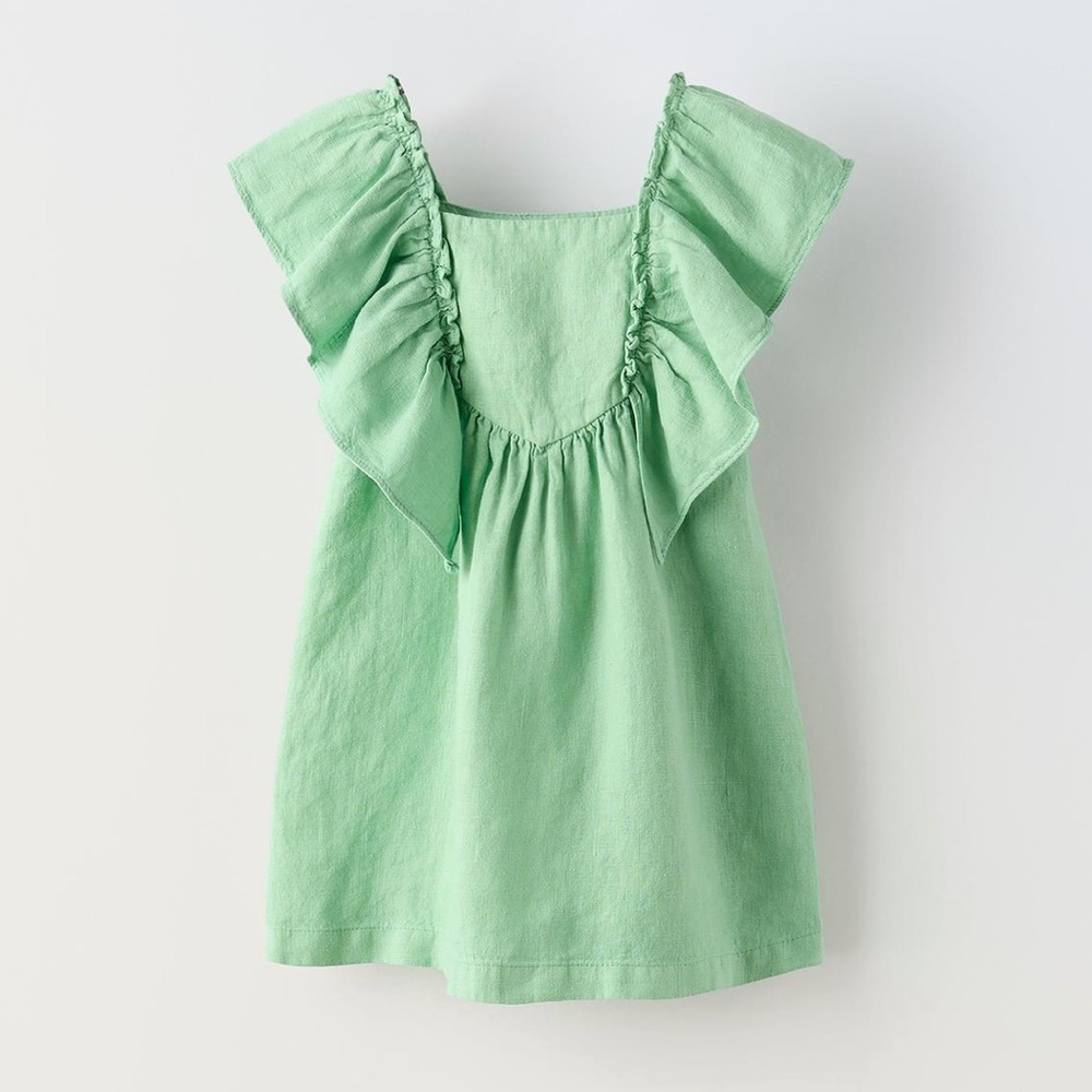 Zara girls ruffled linen dress